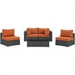 Modway Sojourn 5-Piece Aluminum and Rattan Patio Sectional Set - Canvas/Tuscan