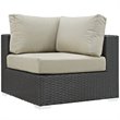 Modway Sojourn 7-Piece Aluminum and Rattan Patio Sectional Set in Canvas/Beige
