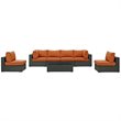 Modway Sojourn 7-Piece Aluminum and Rattan Patio Sectional Set in Canvas/Tuscan