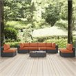 Modway Sojourn 7-Piece Aluminum and Rattan Patio Sectional Set in Canvas/Tuscan