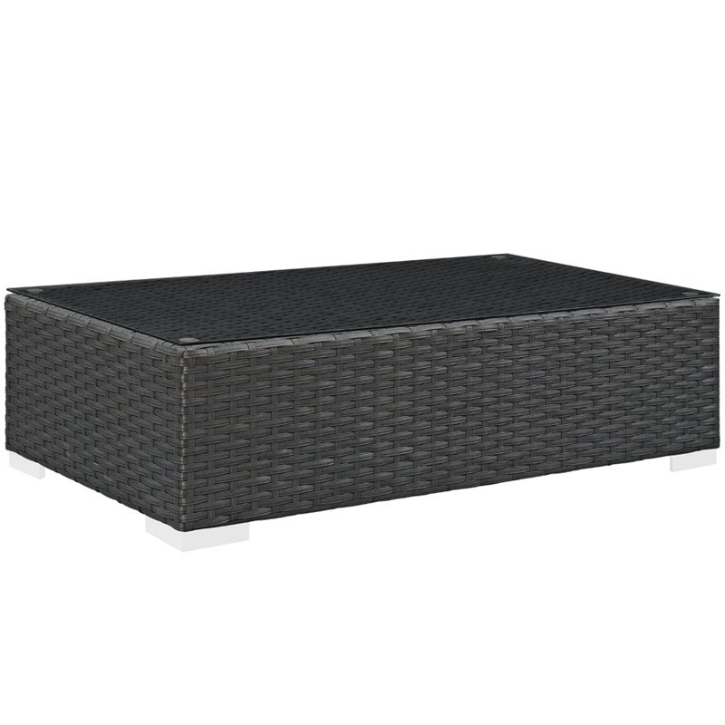 Modway Sojourn 7-Piece Aluminum and Rattan Patio Sectional Set in Canvas/Tuscan