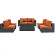 Modway Sojourn 7-Piece Aluminum and Rattan Patio Sectional Set in Canvas/Tuscan