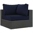 Modway Sojourn 10-Piece Aluminum and Rattan Patio Sectional Set in Canvas/Navy