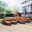 Modway Sojourn 10-Piece Aluminum and Rattan Patio Sectional Set in Canvas/Tuscan