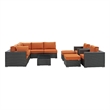 Modway Sojourn 10-Piece Aluminum and Rattan Patio Sectional Set in Canvas/Tuscan