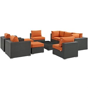 modway sojourn 10 piece patio sectional set in canvas tuscan