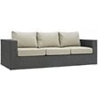 Modway Sojourn 3-Piece Aluminum Rattan Patio Sectional Set in Canvas/Beige