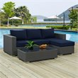 Modway Sojourn 3-Piece Aluminum Rattan Patio Sectional Set in Canvas/Navy