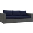 Modway Sojourn 3-Piece Aluminum Rattan Patio Sectional Set in Canvas/Navy