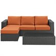Modway Sojourn 3-Piece Aluminum Rattan Patio Sectional Set in Canvas/Tuscan