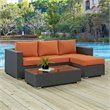 Modway Sojourn 3-Piece Aluminum Rattan Patio Sectional Set in Canvas/Tuscan