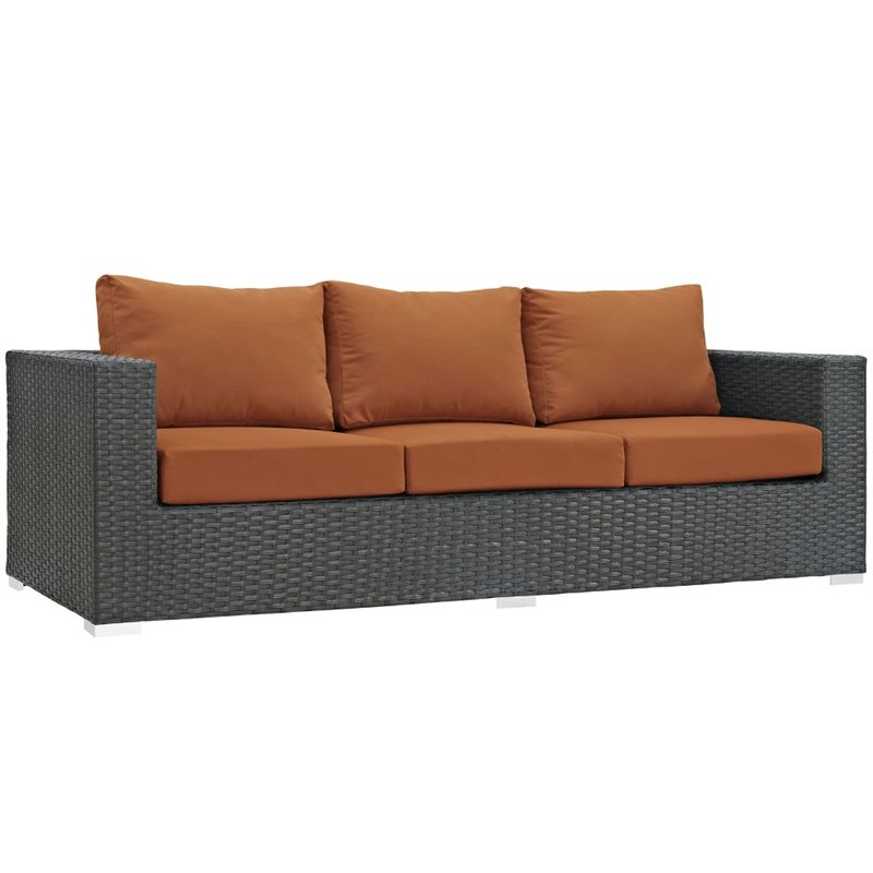 Modway Sojourn 3-Piece Aluminum Rattan Patio Sectional Set in Canvas/Tuscan