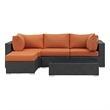 Modway Sojourn 5-Piece Aluminum and Rattan Patio Sectional Set in Canvas/Tuscan