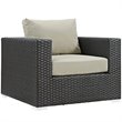 Modway Sojourn 3-Piece Aluminum and Rattan Patio Sectional Set in Canvas/Beige