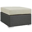 Modway Sojourn 3-Piece Aluminum and Rattan Patio Sectional Set in Canvas/Beige