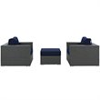 Modway Sojourn 3-Piece Aluminum and Rattan Patio Sectional Set in Canvas/Navy