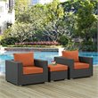 Modway Sojourn 3-Piece Aluminum and Rattan Patio Sectional Set in Canvas/Tuscan