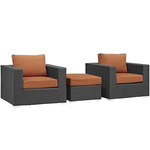 modway sojourn 3 piece patio sofa set in canvas tuscan