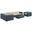 Modway Summon 7-Piece Aluminum Rattan Patio Sectional Set in Canvas/Beige