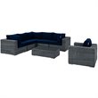 Modway Summon 7-Piece Aluminum Rattan Patio Sectional Set in Canvas/Navy