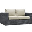 Modway Summon 5-Piece Aluminum Rattan Patio Sectional Set in Canvas/Beige
