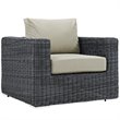 Modway Summon 5-Piece Aluminum Rattan Patio Sectional Set in Canvas/Beige