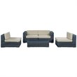 Modway Summon 5-Piece Aluminum and Rattan Patio Sectional Set - Canvas/Beige