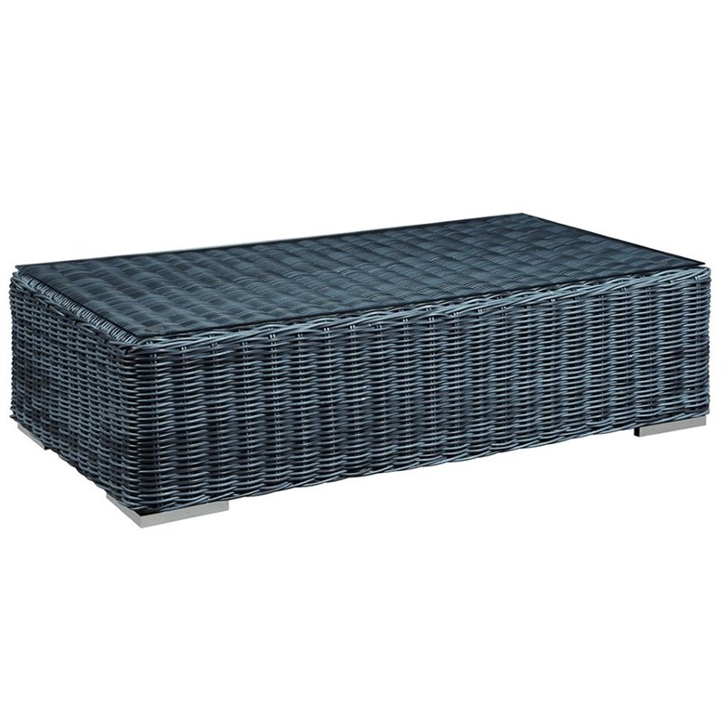 Modway Summon 5-Piece Aluminum and Rattan Patio Sectional Set - Canvas/Beige