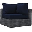 Modway Summon 5-Piece Aluminum Rattan Patio Sectional Set - Canvas/Navy