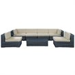 Modway Summon 7-Piece Aluminum and Rattan Patio Sectional Set in Canvas/Beige