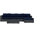 Modway Summon 5-Piece Aluminum Rattan Patio Sectional Set in Canvas/Navy