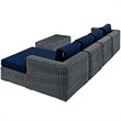 Modway Summon 5-Piece Aluminum Rattan Patio Sectional Set in Canvas/Navy