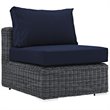 Modway Summon 5-Piece Aluminum Rattan Patio Sectional Set in Canvas/Navy