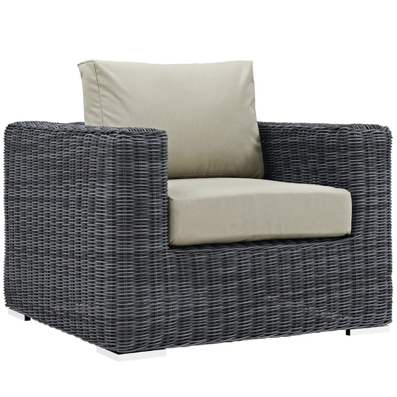 Modway Summon 10-Piece Aluminum and Rattan Patio Sectional Set in Canvas/Beige