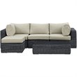 Modway Summon 5-Piece Aluminum and Rattan Patio Sectional Set in Canvas/Beige