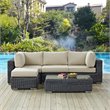 Modway Summon 5-Piece Aluminum and Rattan Patio Sectional Set in Canvas/Beige