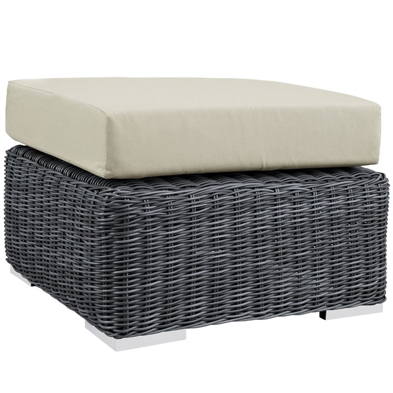 Modway Summon 5-Piece Aluminum and Rattan Patio Sectional Set in Canvas/Beige