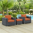 Modway Summon 3 Piece Patio Sofa Set in Canvas Tuscan