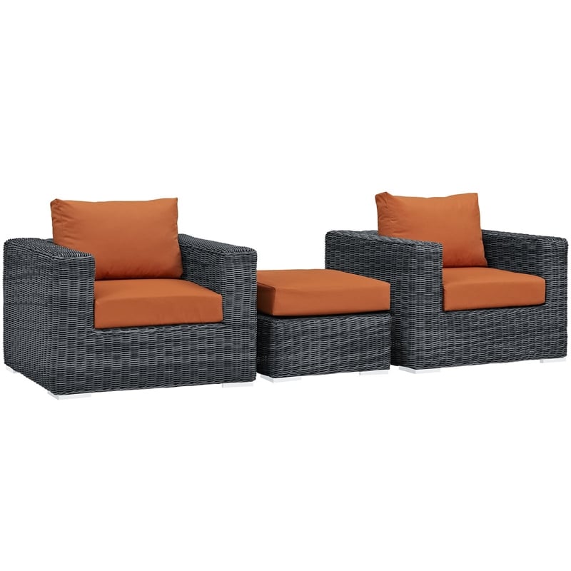 Modway Summon 3 Piece Patio Sofa Set in Canvas Tuscan