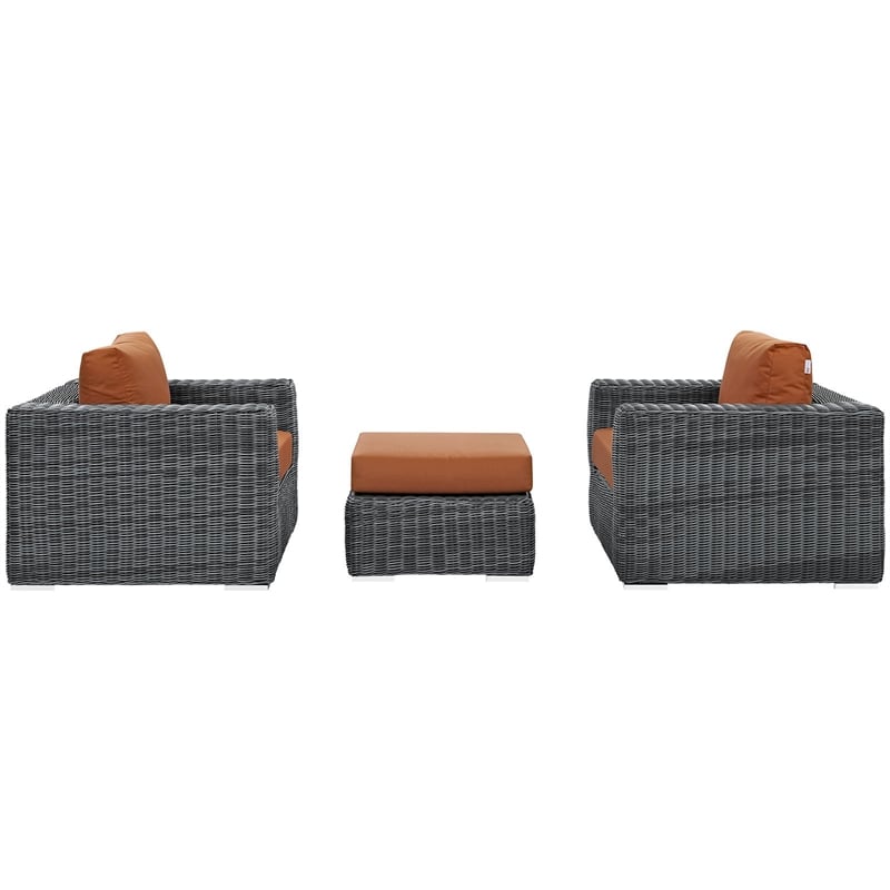 Modway Summon 3 Piece Patio Sofa Set in Canvas Tuscan