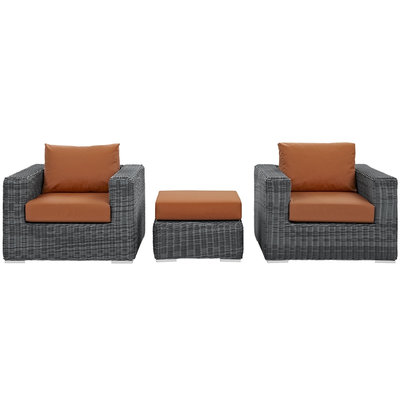 Modway Summon 3 Piece Patio Sofa Set in Canvas Tuscan