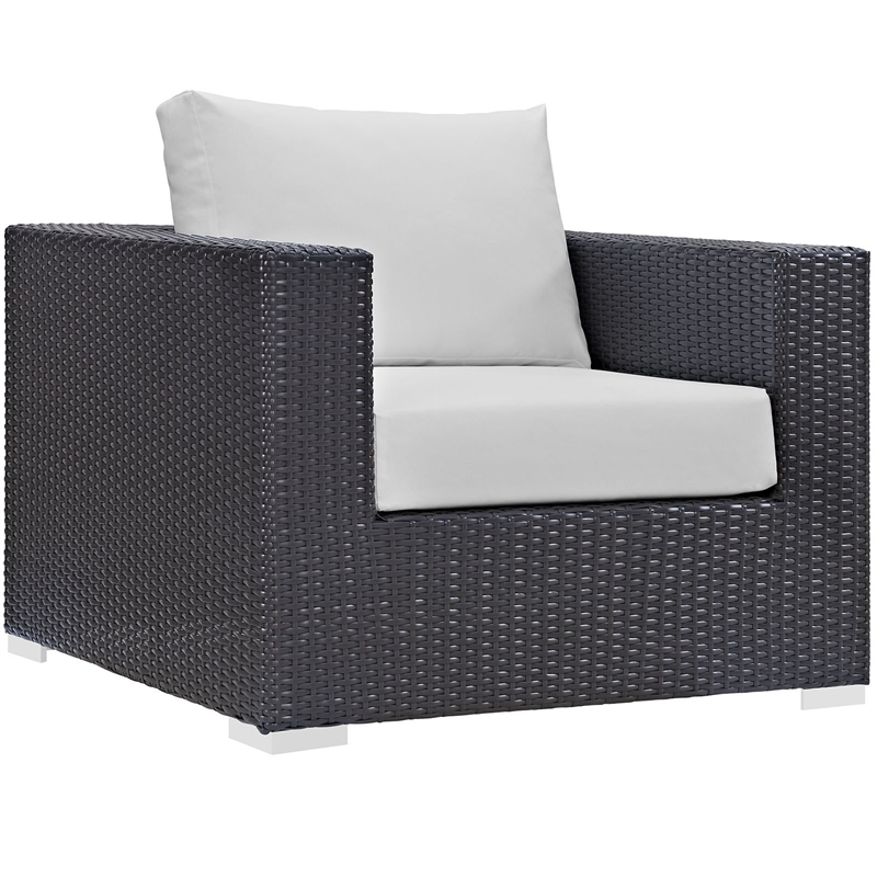 Modway Convene Aluminum and Rattan Patio Armchair in Espresso/White
