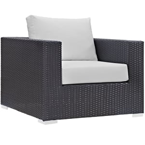 Modway Convene Aluminum and Rattan Patio Armchair in Espresso/White