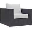 Modway Convene Aluminum and Rattan Patio Armchair in Espresso/White