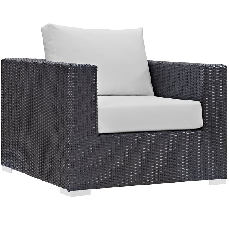 Modway Convene Aluminum and Rattan Patio Armchair in Espresso/White