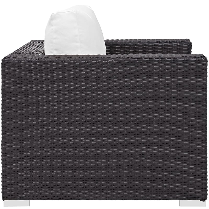 Modway Convene Aluminum and Rattan Patio Armchair in Espresso/White