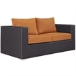 Modway Convene Aluminum and Rattan Patio Loveseat in Espresso/Orange