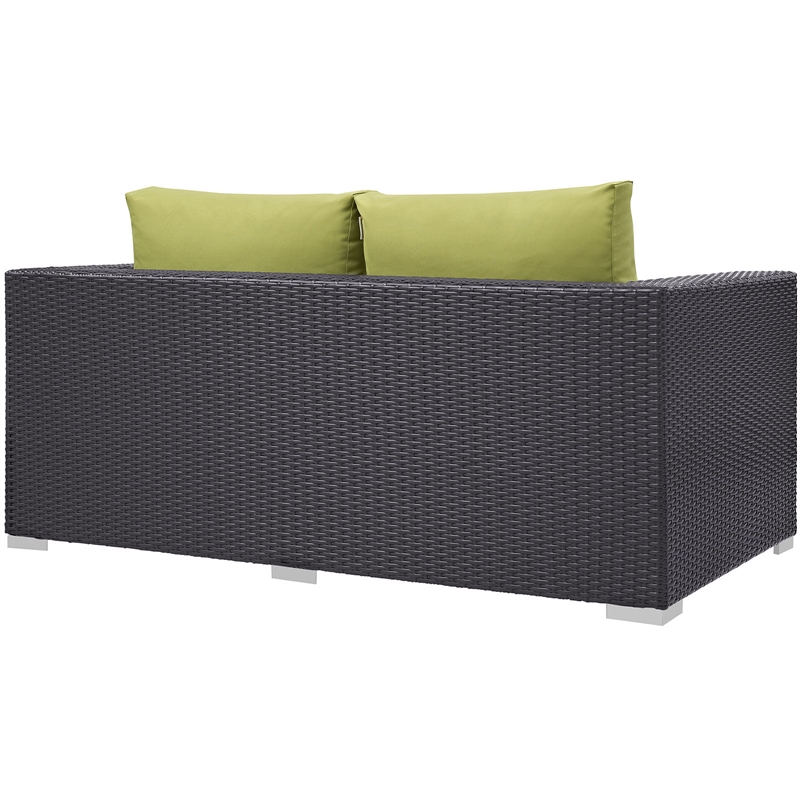 Modway Convene Aluminum and Rattan Patio Loveseat in Espresso/Peridot