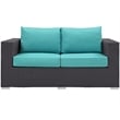Modway Convene Aluminum and Rattan Patio Loveseat in Espresso/Turquoise