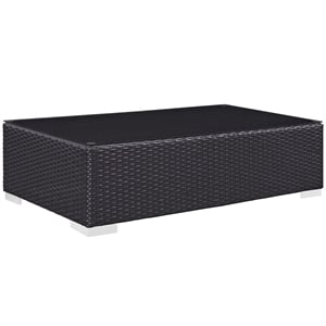 Modway Convene Aluminum and Rattan Patio Coffee Table in Espresso